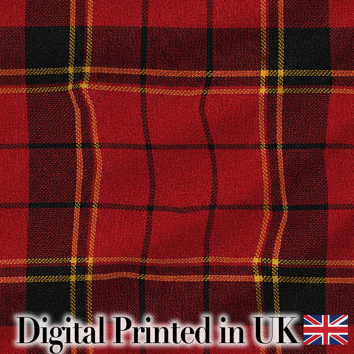 Bold Red Black Classic Tartan Plaid Fabric Texture Seamless Pattern Digital Print Fabric by the Metre UK Sewing Quilting Textile