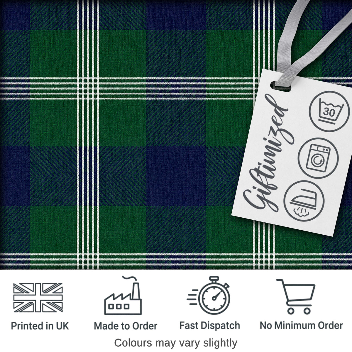 Green Blue Modern Tartan Plaid Fabric Texture Seamless Pattern Digital Print Fabric by the Metre UK Sewing Quilting Textile