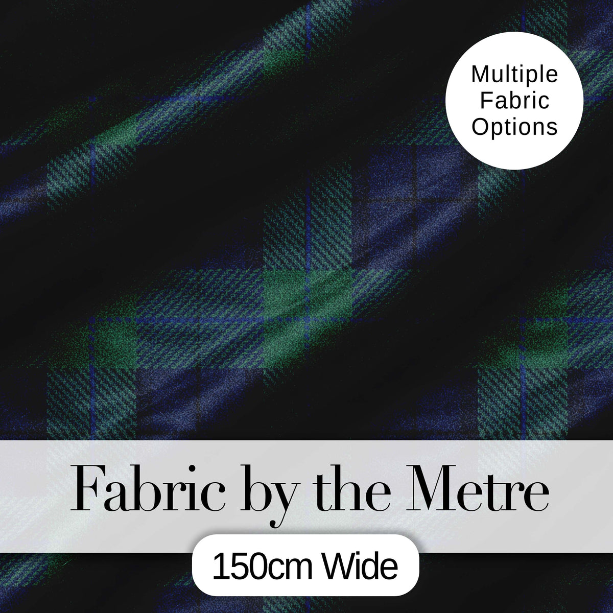 Deep Green Navy Classic Tartan Plaid Fabric Texture Seamless Pattern Digital Print Fabric by the Metre UK Sewing Quilting Textile