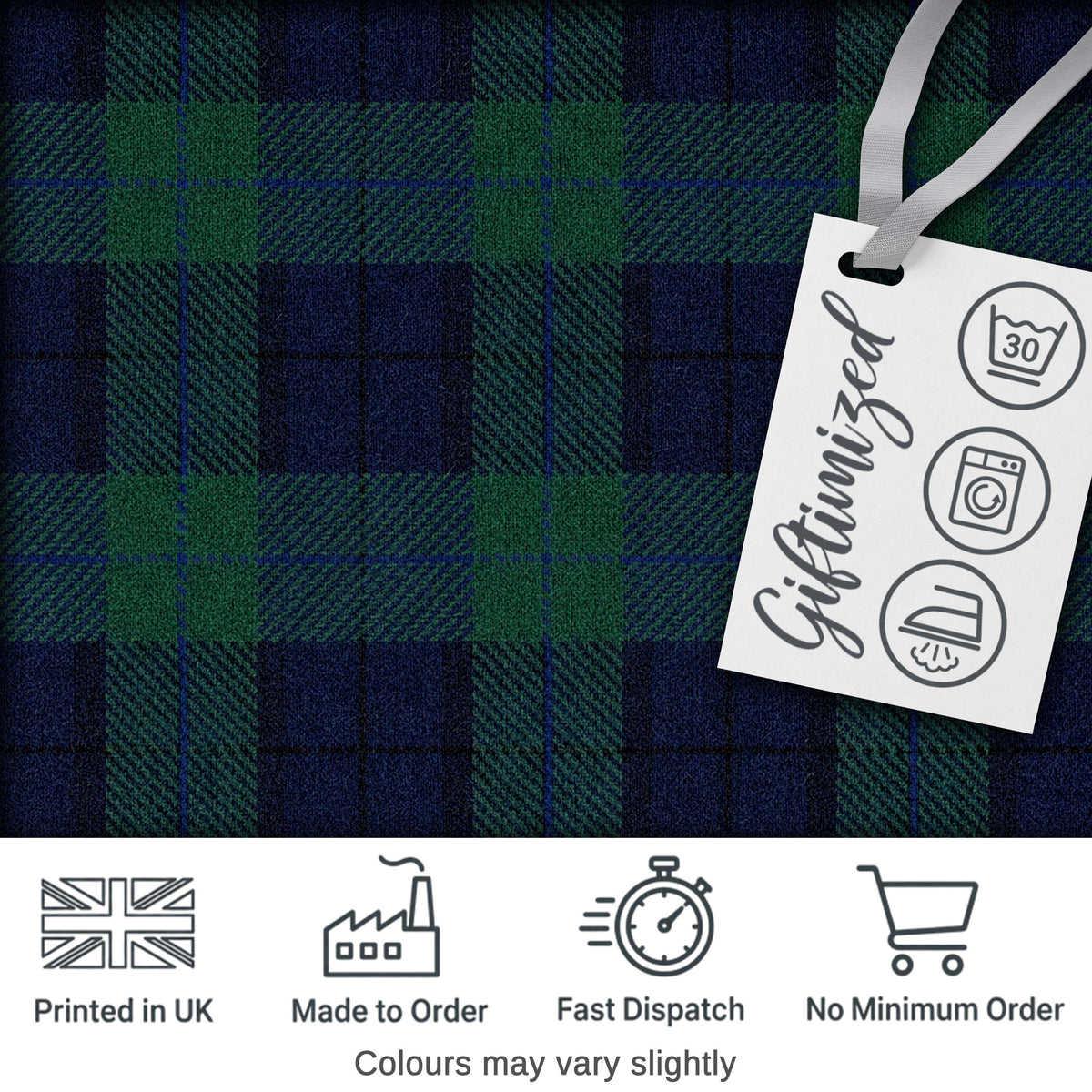 Deep Green Navy Classic Tartan Plaid Fabric Texture Seamless Pattern Digital Print Fabric by the Metre UK Sewing Quilting Textile