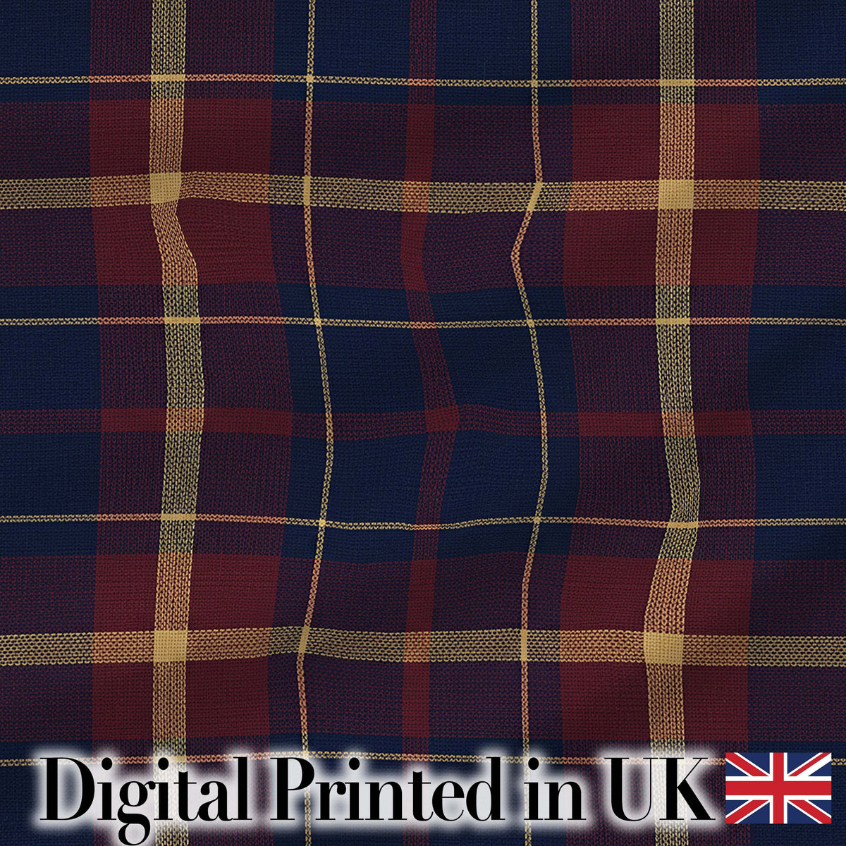 Rich Red Navy Gold Classic Tartan Plaid Fabric Texture Seamless Pattern Digital Print Fabric by the Metre UK Sewing Quilting Textile