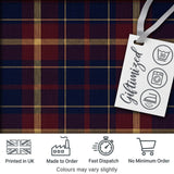 Rich Red Navy Gold Classic Tartan Plaid Fabric Texture Seamless Pattern Digital Print Fabric by the Metre UK Sewing Quilting Textile