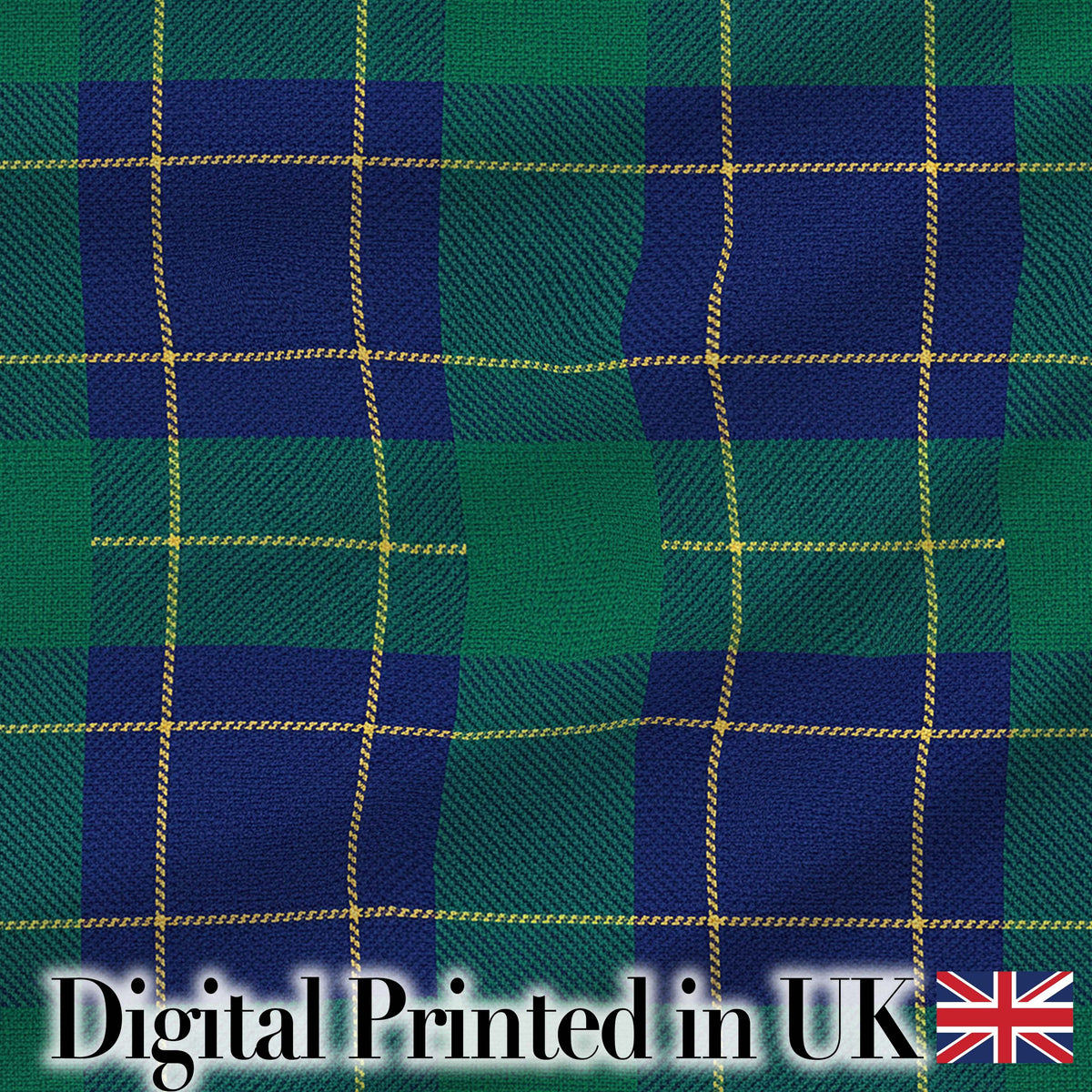 Blue Green Gold Traditional Tartan Plaid Fabric Texture Seamless Pattern Digital Print Fabric by the Metre UK Sewing Quilting Textile