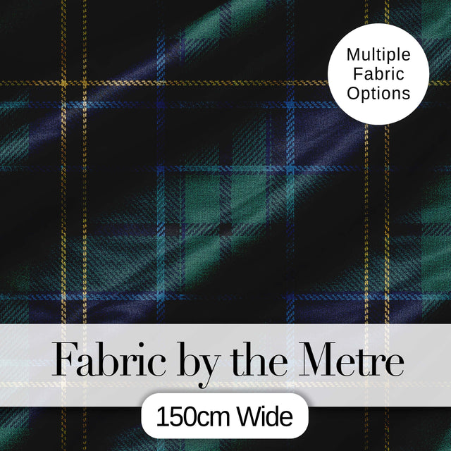 Deep Green Navy Gold Classic Tartan Plaid Fabric Texture Seamless Pattern Digital Print Fabric by the Metre UK Sewing Quilting Textile