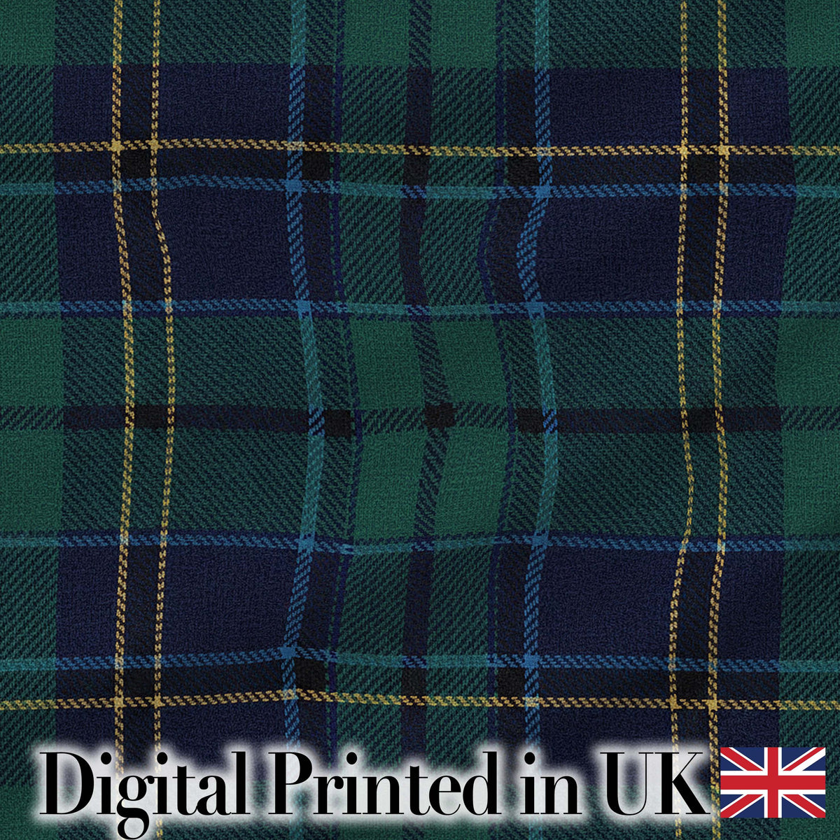 Deep Green Navy Gold Classic Tartan Plaid Fabric Texture Seamless Pattern Digital Print Fabric by the Metre UK Sewing Quilting Textile