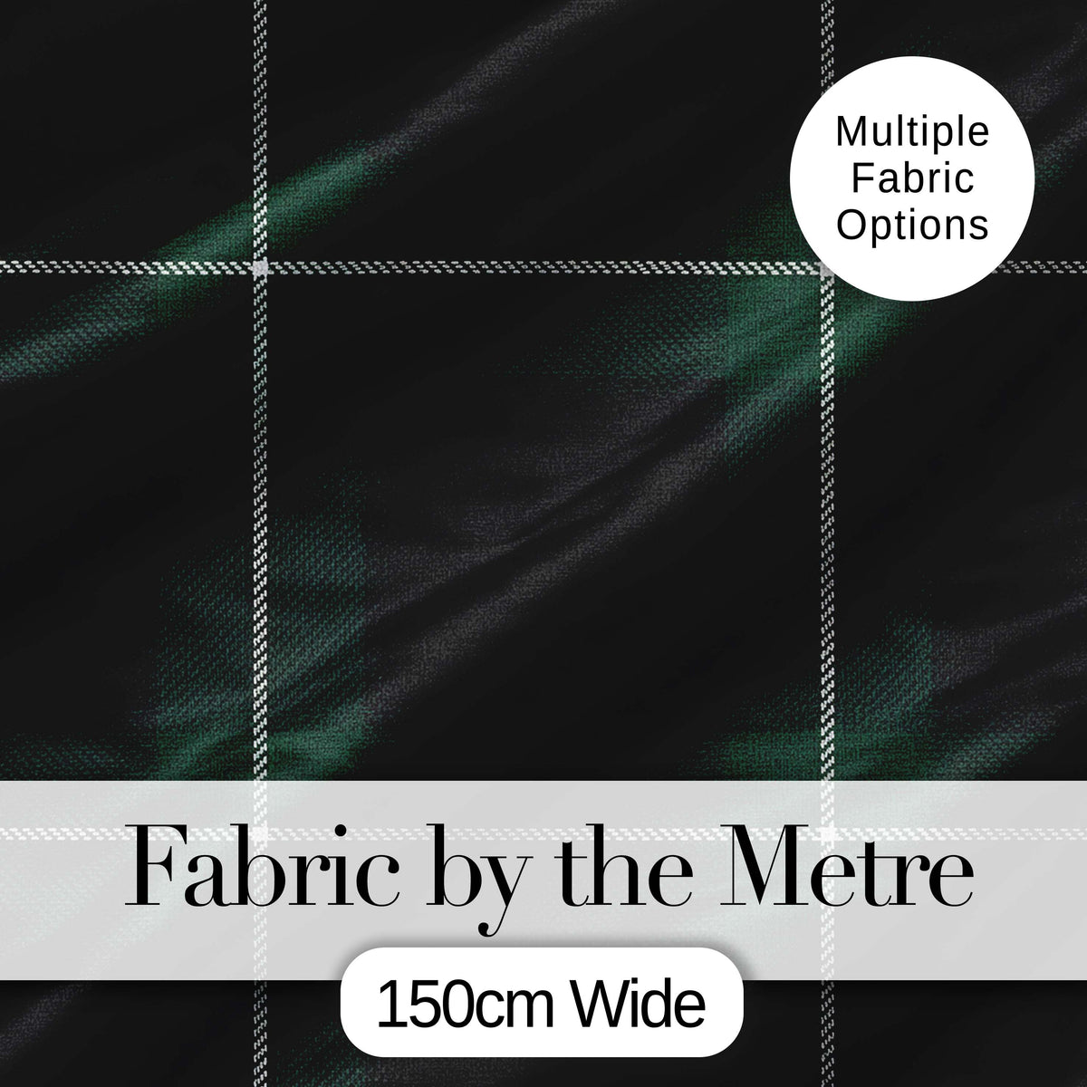 Dark Green Black Classic Tartan Plaid Seamless Pattern Digital Print Fabric by the Metre UK Sewing Quilting Textile