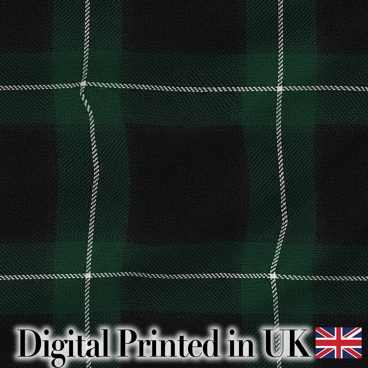 Dark Green Black Classic Tartan Plaid Seamless Pattern Digital Print Fabric by the Metre UK Sewing Quilting Textile
