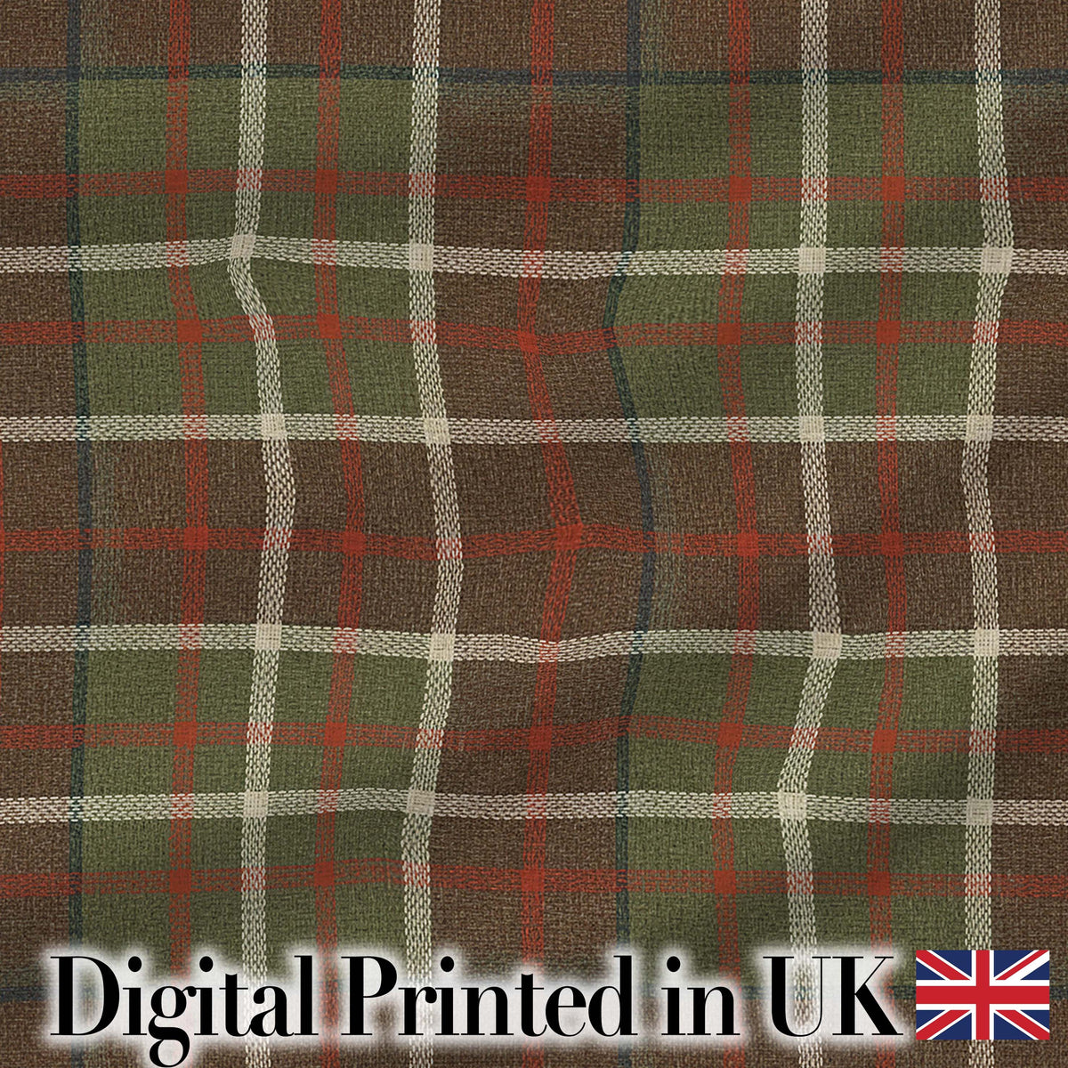 Earth Tone Brown Green Vintage Tartan Plaid Seamless Pattern Digital Print Fabric by the Metre UK Sewing Quilting Textile