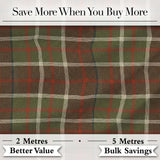 Earth Tone Brown Green Vintage Tartan Plaid Seamless Pattern Digital Print Fabric by the Metre UK Sewing Quilting Textile