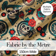 Bold Skull Roses Tattoo Art Seamless Pattern Digital Print Fabric by the Metre UK Sewing Quilting Textile
