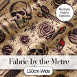 Vintage Skull Roses Feather Tattoo Seamless Pattern Digital Print Fabric by the Metre UK Sewing Quilting Textile