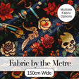 Dark Skull Floral Dagger Tattoo Seamless Pattern Digital Print Fabric by the Metre UK Sewing Quilting Textile
