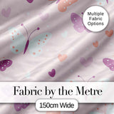 Cute Pastel Butterfly Hearts Seamless Pattern Digital Print Fabric by the Metre UK Sewing Quilting Textile