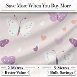 Cute Pastel Butterfly Hearts Seamless Pattern Digital Print Fabric by the Metre UK Sewing Quilting Textile