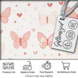 Cute Pink Butterfly Hearts Soft Pastel Seamless Pattern Digital Print Fabric by the Metre UK Sewing Quilting Textile