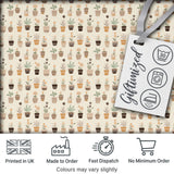 Minimal Plant Pots Neutral Botanical Seamless Pattern Digital Print Fabric by the Metre UK Sewing Quilting Textile