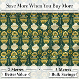 Elegant Vintage Vase Floral Green Seamless Pattern Digital Print Fabric by the Metre UK Sewing Quilting Textile