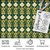 Elegant Vintage Vase Floral Green Seamless Pattern Digital Print Fabric by the Metre UK Sewing Quilting Textile