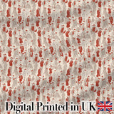 Vintage Fashion Ladies Red Beige Seamless Pattern Digital Print Fabric by the Metre UK Sewing Quilting Textile