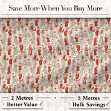 Vintage Fashion Ladies Red Beige Seamless Pattern Digital Print Fabric by the Metre UK Sewing Quilting Textile