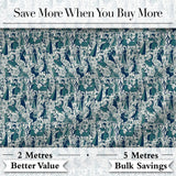 Elegant Blue Art Nouveau Women Seamless Pattern Digital Print Fabric by the Metre UK Sewing Quilting Textile