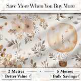 Vintage Floral Hot Air Balloon Seamless Pattern Digital Print Fabric by the Metre UK Sewing Quilting Textile