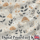 Cute Woodland Mushrooms Floral Seamless Pattern Digital Print Fabric by the Metre UK Sewing Quilting Textile