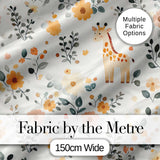 Cute Giraffe Floral Nursery Seamless Pattern Digital Print Fabric by the Metre UK Sewing Quilting Textile