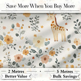Cute Giraffe Floral Nursery Seamless Pattern Digital Print Fabric by the Metre UK Sewing Quilting Textile