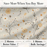 Moon Stars Floral Dreamy Seamless Pattern Digital Print Fabric by the Metre UK Sewing Quilting Textile