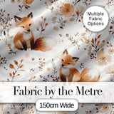 Cute Fox Woodland Floral Seamless Pattern Digital Print Fabric by the Metre UK Sewing Quilting Textile