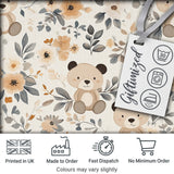 Cute Teddy Bear Floral Nursery Seamless Pattern Digital Print Fabric by the Metre UK Sewing Quilting Textile
