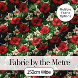 Tropical Hibiscus White Red Botanical Seamless Pattern Digital Print Fabric by the Metre UK Sewing Quilting Textile