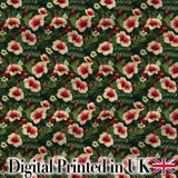 Tropical Hibiscus Cream Red Jungle Seamless Pattern Digital Print Fabric by the Metre UK Sewing Quilting Textile
