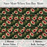 Tropical Hibiscus Cream Red Jungle Seamless Pattern Digital Print Fabric by the Metre UK Sewing Quilting Textile