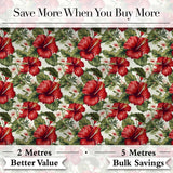 Tropical Red Hibiscus Floral Botanical Seamless Pattern Digital Print Fabric by the Metre UK Sewing Quilting Textile