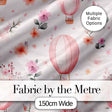 Soft Pink Floral Hot Air Balloon Watercolor Seamless Pattern Digital Print Fabric by the Metre UK Sewing Quilting Textile