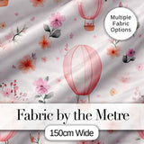 Soft Pink Floral Hot Air Balloon Watercolor Seamless Pattern Digital Print Fabric by the Metre UK Sewing Quilting Textile