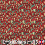 Retro Hot Air Balloon Red Sky Vintage Seamless Pattern Digital Print Fabric by the Metre UK Sewing Quilting Textile
