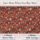Retro Hot Air Balloon Red Sky Vintage Seamless Pattern Digital Print Fabric by the Metre UK Sewing Quilting Textile