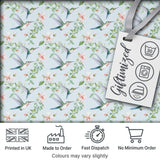Delicate Hummingbird Floral Soft Blue Seamless Pattern Digital Print Fabric by the Metre UK Sewing Quilting Textile