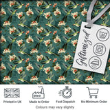 Vintage Hummingbird Lily Floral Dark Green Seamless Pattern Digital Print Fabric by the Metre UK Sewing Quilting Textile