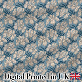 Classic Blue Botanical Floral Vintage Seamless Pattern Digital Print Fabric by the Metre UK Sewing Quilting Textile