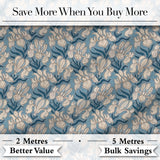 Classic Blue Botanical Floral Vintage Seamless Pattern Digital Print Fabric by the Metre UK Sewing Quilting Textile