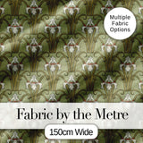 Vintage Lily Floral Green Art Nouveau Seamless Pattern Digital Print Fabric by the Metre UK Sewing Quilting Textile