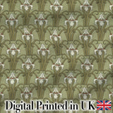 Vintage Lily Floral Green Art Nouveau Seamless Pattern Digital Print Fabric by the Metre UK Sewing Quilting Textile