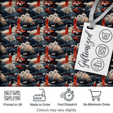 Japanese Geisha Red Kimono Floral Landscape Seamless Pattern Digital Print Fabric by the Metre UK Sewing Quilting Textile