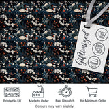 Elegant Japanese Women Floral Night Garden Seamless Pattern Digital Print Fabric by the Metre UK Sewing Quilting Textile