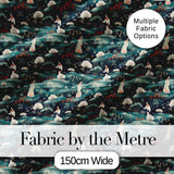 Traditional Asian Women Scenic Floral Landscape Seamless Pattern Digital Print Fabric by the Metre UK Sewing Quilting Textile