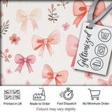 Watercolor Pink Bow Ribbon Cute Floral Seamless Pattern Digital Print Fabric by the Metre UK Sewing Quilting Textile